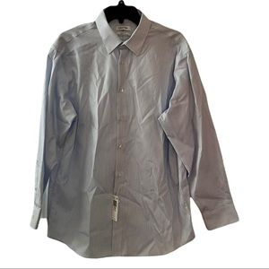𝅺nwt Calvin Klein Button down Dress Shirt in Blue & White Stripes Size 16.5